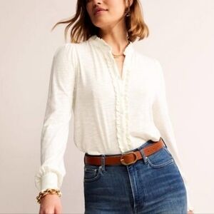 Boden Cream Caroline Jersey Shirt Size 14